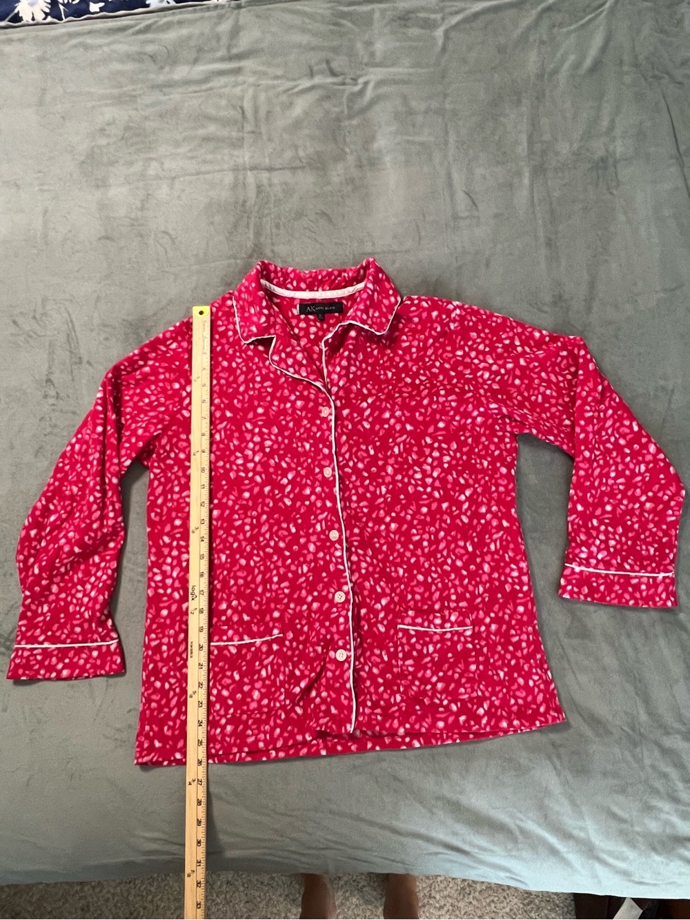 Anne Klein Red Printed Pajama Top with Contrast Piping